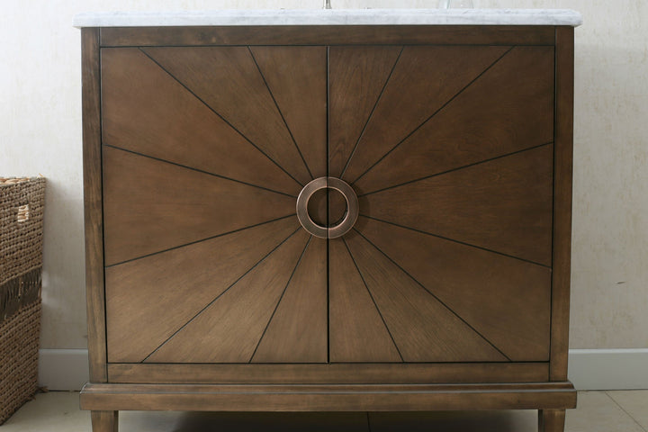 Legion Furniture WLF7040 Series 36” Single Sink Vanity in Antique Coffee with Carrara Marble White Top