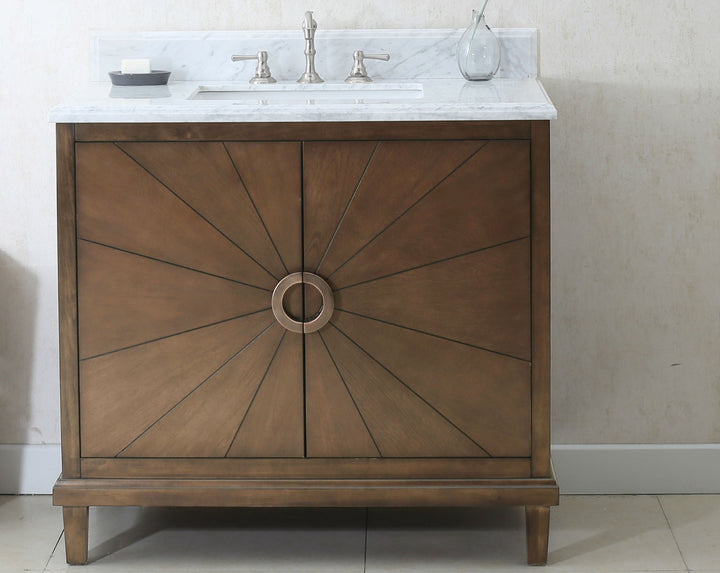 Legion Furniture WLF7040 Series 36” Single Sink Vanity in Antique Coffee with Carrara Marble White Top