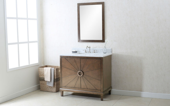 Legion Furniture WLF7040 Series 36” Single Sink Vanity in Antique Coffee with Carrara Marble White Top