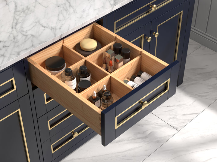 Legion Furniture WV2272 Series 72” Double Sink Vanity in Blue with Carrara Marble White Top