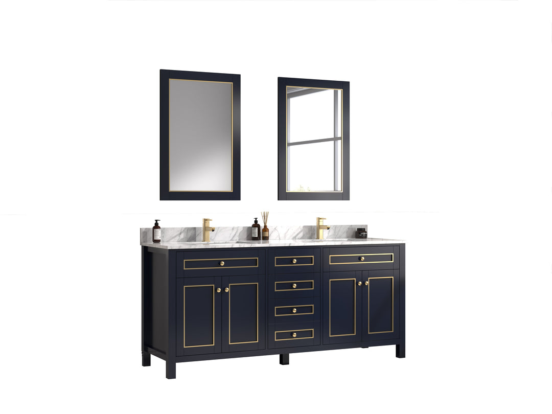 Legion Furniture WV2272 Series 72” Double Sink Vanity in Blue with Carrara Marble White Top