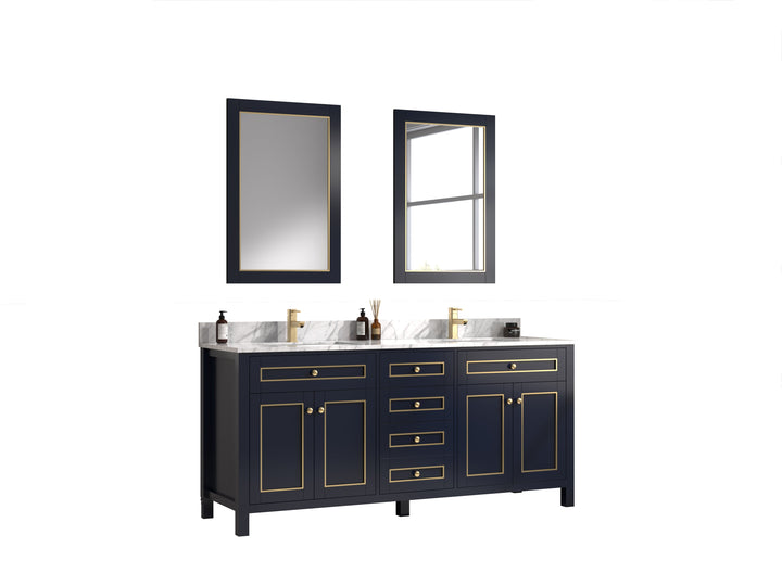 Legion Furniture WV2272 Series 72” Double Sink Vanity in Blue with Carrara Marble White Top