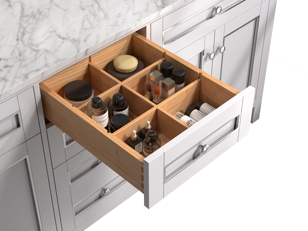 Legion Furniture WV2272 Series 72” Double Sink Vanity in White with Carrara Marble White Top
