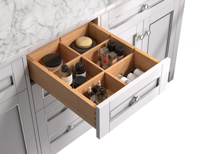 Legion Furniture WV2272 Series 72” Double Sink Vanity in White with Carrara Marble White Top