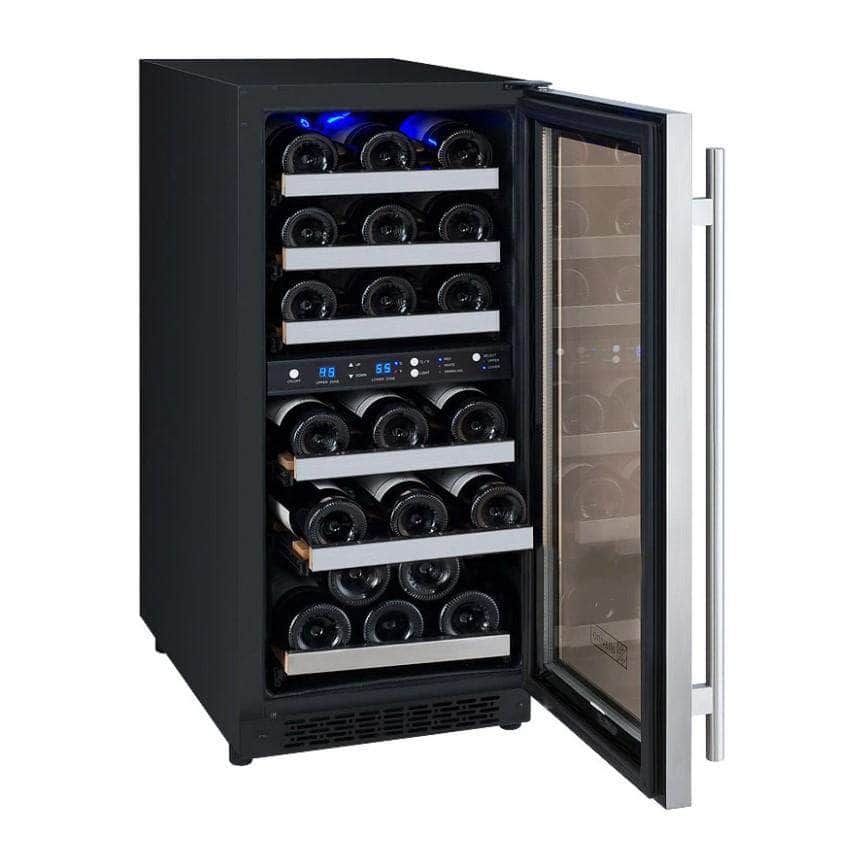 Allavino 15" Wide FlexCount II Tru-Vino 30 Bottle Dual Zone Stainless Steel Right Hinge Wine Refrigerator (VSWR30-2SR20)