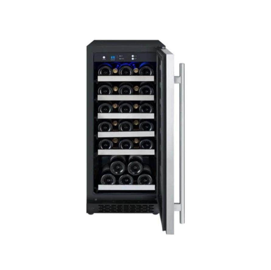 Allavino 15" Wide FlexCount II Tru-Vino 30 Bottle Single Zone Stainless Steel Left Hinge Wine Refrigerator (VSWR30-1SL20)