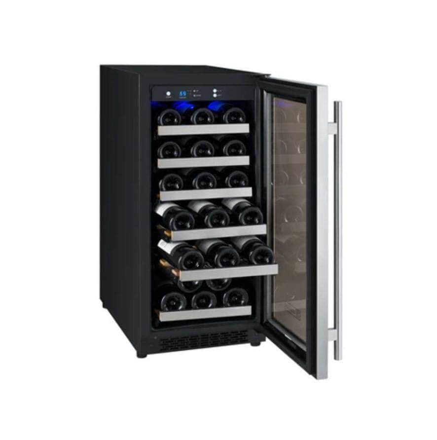 Allavino 15" Wide FlexCount II Tru-Vino 30 Bottle Single Zone Stainless Steel Right Hinge Wine Refrigerator (VSWR30-1SR20)
