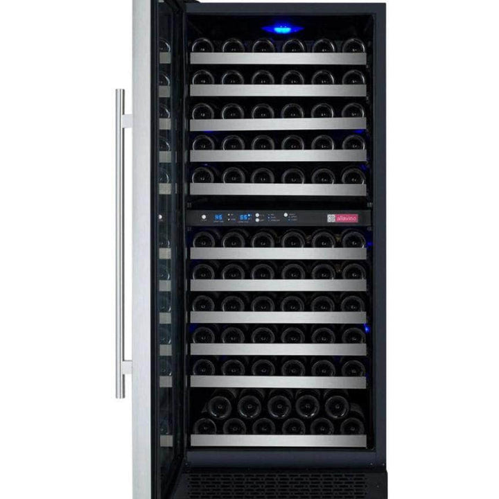 Allavino 24" Wide FlexCount II Tru-Vino 121 Bottle Dual Zone Stainless Steel Left Hinge Wine Refrigerator (VSWR121-2SL20)