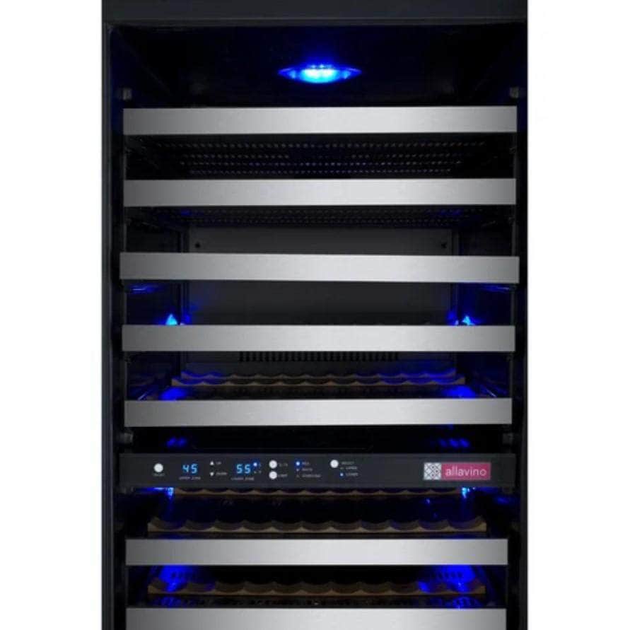 Allavino 24" Wide FlexCount II Tru-Vino 121 Bottle Dual Zone Stainless Steel Left Hinge Wine Refrigerator (VSWR121-2SL20)