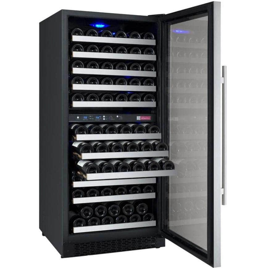 Allavino 24" Wide FlexCount II Tru-Vino 121 Bottle Dual Zone Stainless Steel Right Hinge Wine Refrigerator (VSWR121-2SR20)