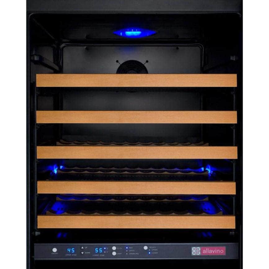 Allavino 24" Wide FlexCount II Tru-Vino 172 Bottle Dual Zone Black Left Hinge Wine Refrigerator (VSWR172-2BL20)