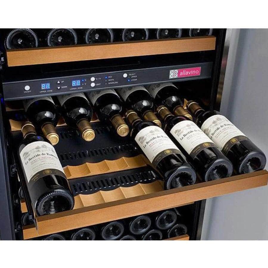 Allavino 24" Wide FlexCount II Tru-Vino 172 Bottle Dual Zone Black Left Hinge Wine Refrigerator (VSWR172-2BL20)