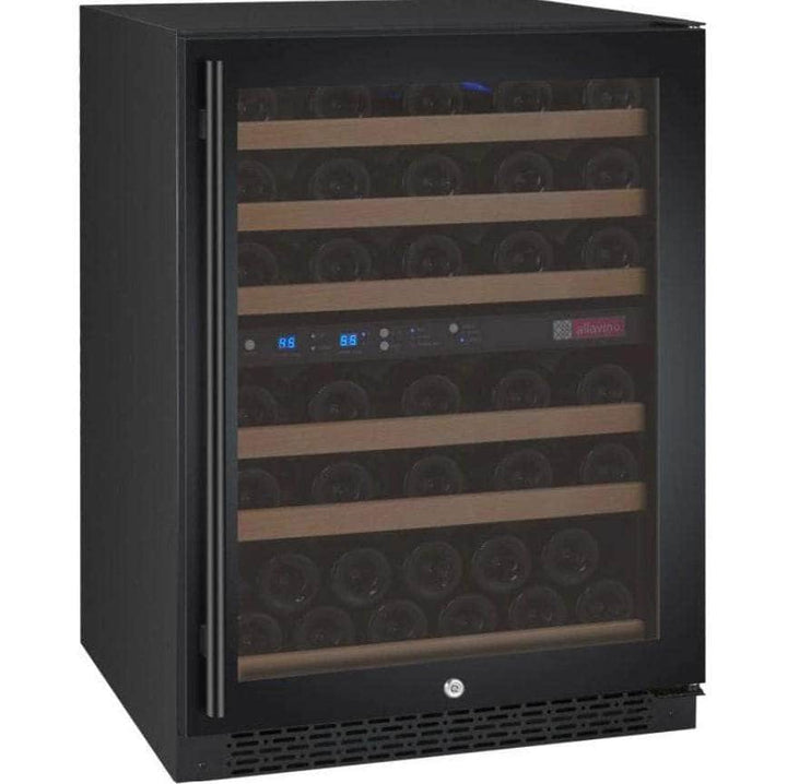 Allavino 24" Wide FlexCount II Tru-Vino 56 Bottle Dual Zone Black Right Hinge Wine Refrigerator (VSWR56-2BR20)