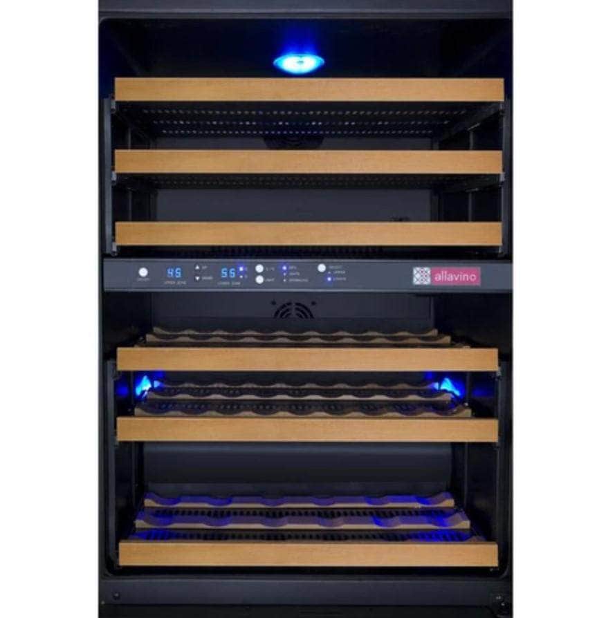 Allavino 24" Wide FlexCount II Tru-Vino 56 Bottle Dual Zone Black Right Hinge Wine Refrigerator (VSWR56-2BR20)