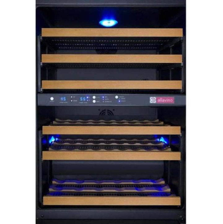 Allavino 24" Wide FlexCount II Tru-Vino 56 Bottle Dual Zone Black Right Hinge Wine Refrigerator (VSWR56-2BR20)