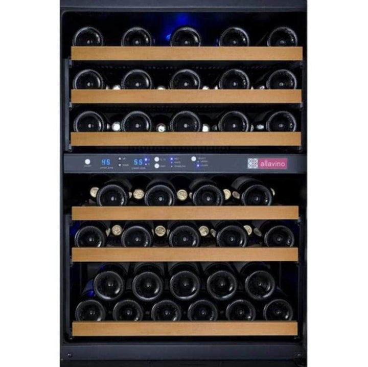Allavino 24" Wide FlexCount II Tru-Vino 56 Bottle Dual Zone Black Right Hinge Wine Refrigerator (VSWR56-2BR20)