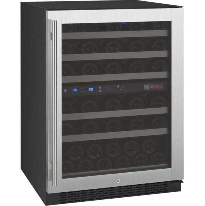 Allavino 24" Wide FlexCount II Tru-Vino 56 Bottle Dual Zone Stainless Steel Right Hinge Wine Refrigerator (VSWR56-2SR20)