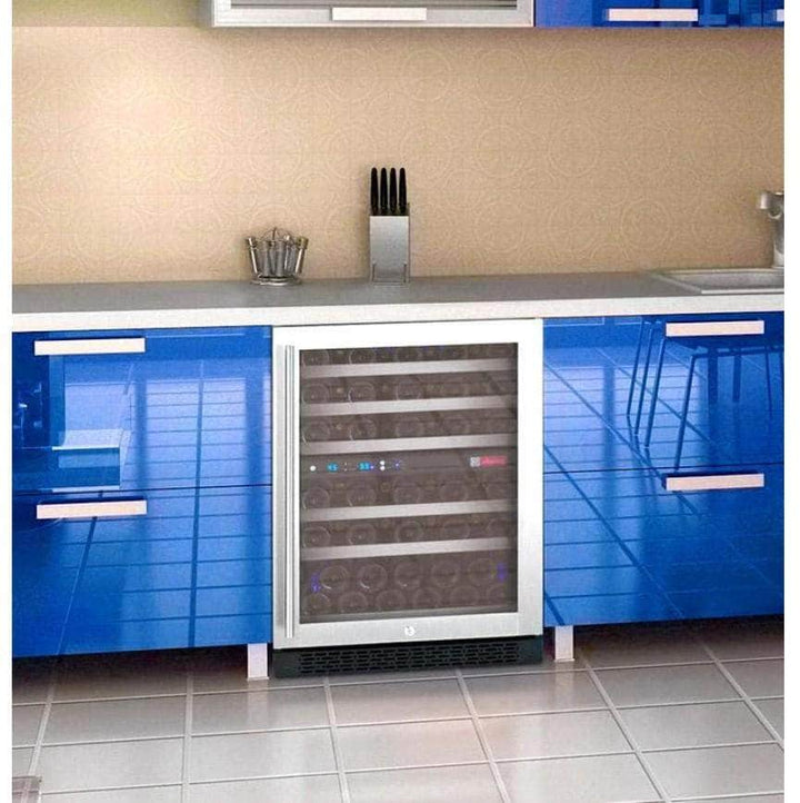 Allavino 24" Wide FlexCount II Tru-Vino 56 Bottle Dual Zone Stainless Steel Right Hinge Wine Refrigerator (VSWR56-2SR20)