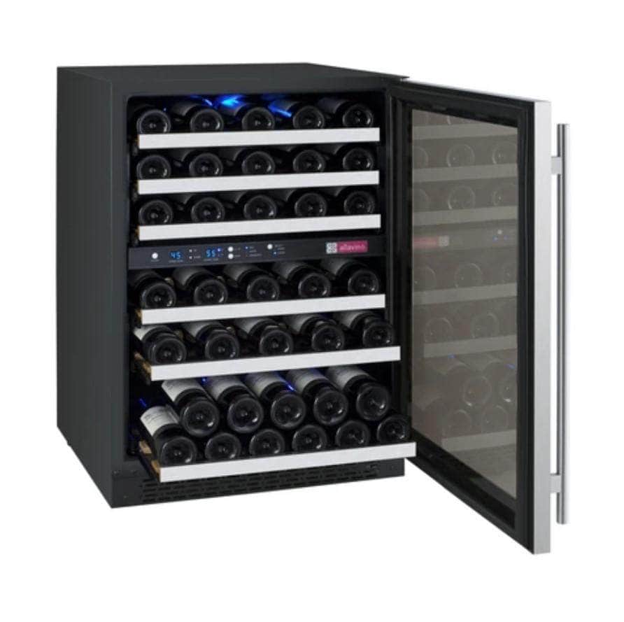 Allavino 24" Wide FlexCount II Tru-Vino 56 Bottle Dual Zone Stainless Steel Right Hinge Wine Refrigerator (VSWR56-2SR20)