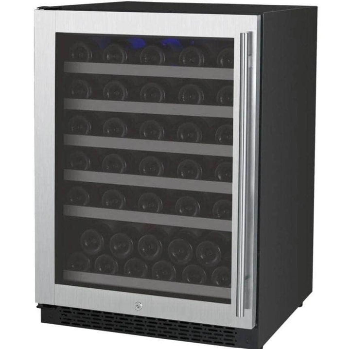 Allavino 24" Wide FlexCount II Tru-Vino Series 56 Bottle Single Zone Stainless Steel Left Hinge Wine Refrigerator (VSWR56-1SL20)