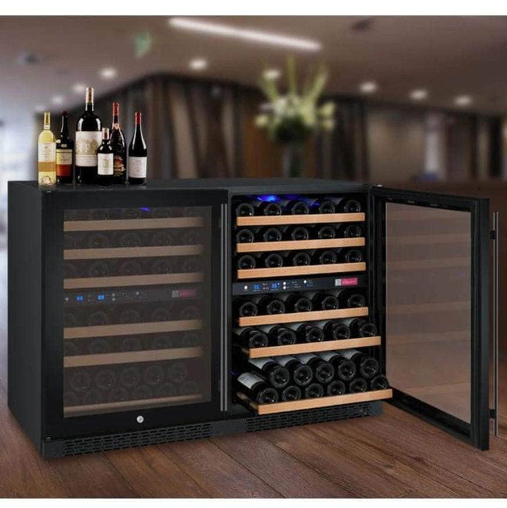 Allavino 47" Wide FlexCount II Tru-Vino 112 Bottle Dual Zone Black Side-by-Side Wine Refrigerator (2X-VSWR56-1B20)