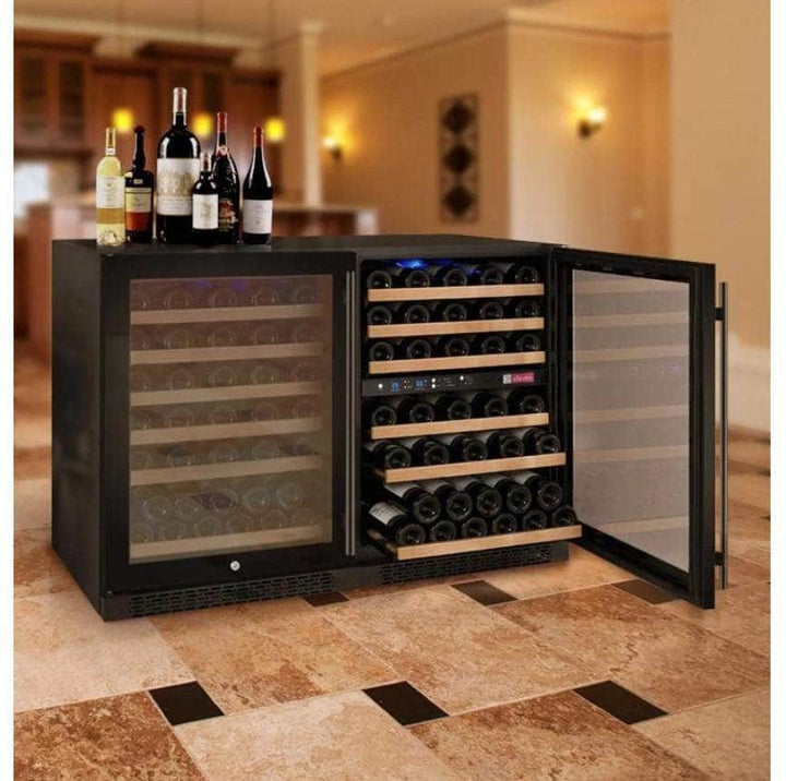 Allavino 47" Wide FlexCount II Tru-Vino 112 Bottle Three Zone Black Side-by-Side Wine Refrigerator (3Z-VSWR5656-B20)
