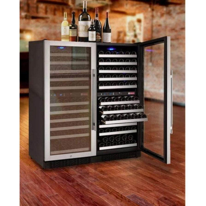 Allavino 47" Wide FlexCount II Tru-Vino 242 Bottle Four Zone Stainless Steel Side-by-Side Wine Refrigerator (2X-VSWR121-2S20)