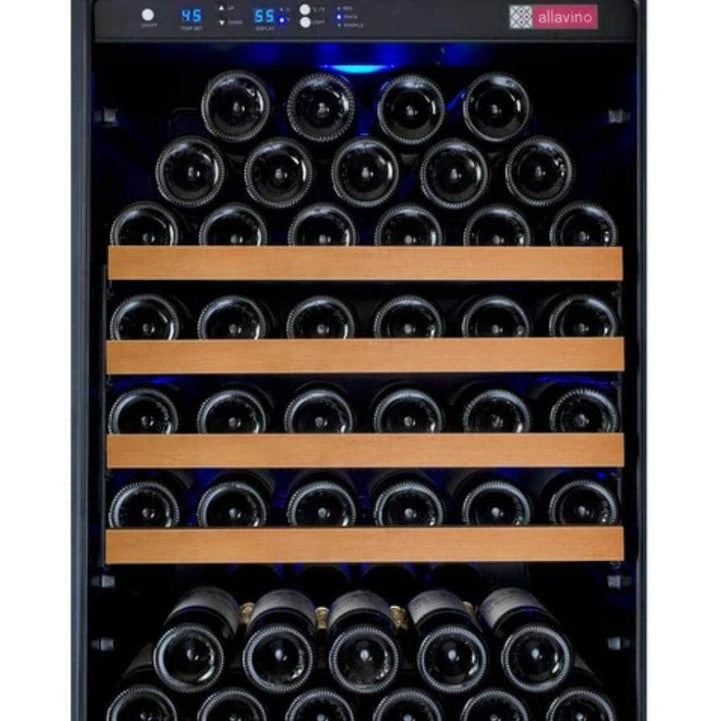 Allavino 47" Wide FlexCount II Tru-Vino 344 Bottle Four Zone Black Side-by-Side Wine Refrigerator (2X-VSWR172-2B20)