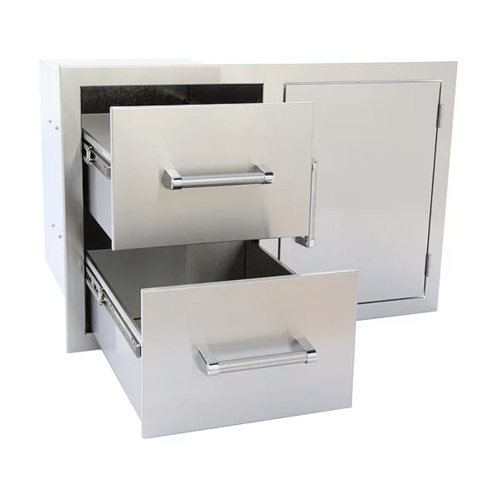 Kokomo Grills Built-In Stainless Steel Two Drawer/One Door Combo With Dual Walls