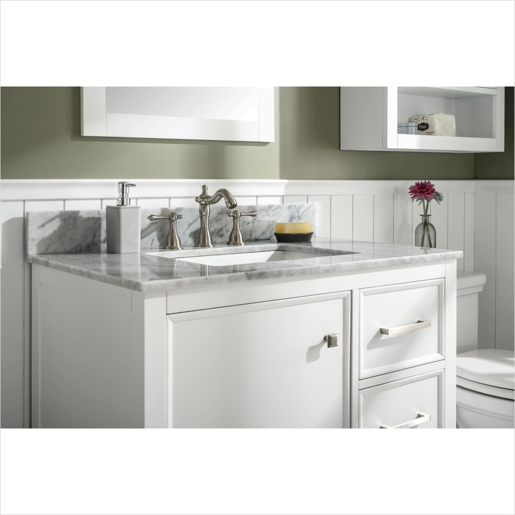 Legion Furniture WLF2136 Series 36” Single Sink Vanity in White with Carrara Marble White Top