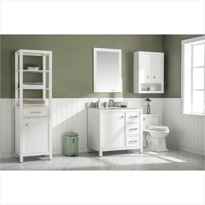 Legion Furniture WLF2136 Series 36” Single Sink Vanity in White with Carrara Marble White Top