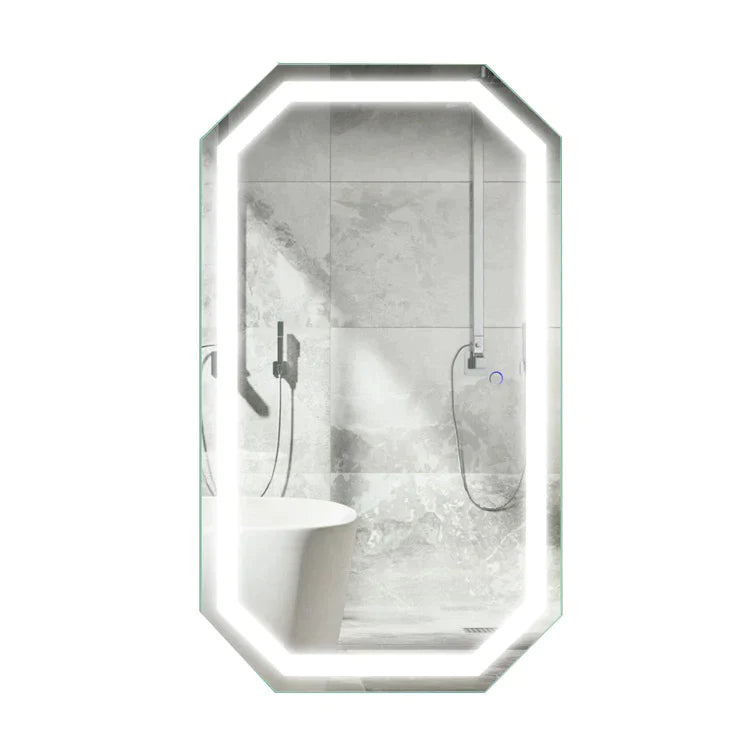 Krugg Tudor 24" x 42" LED Bathroom Mirror with Dimmer and Defogger Large Octagon Lighted Vanity Mirror TUDOR2442