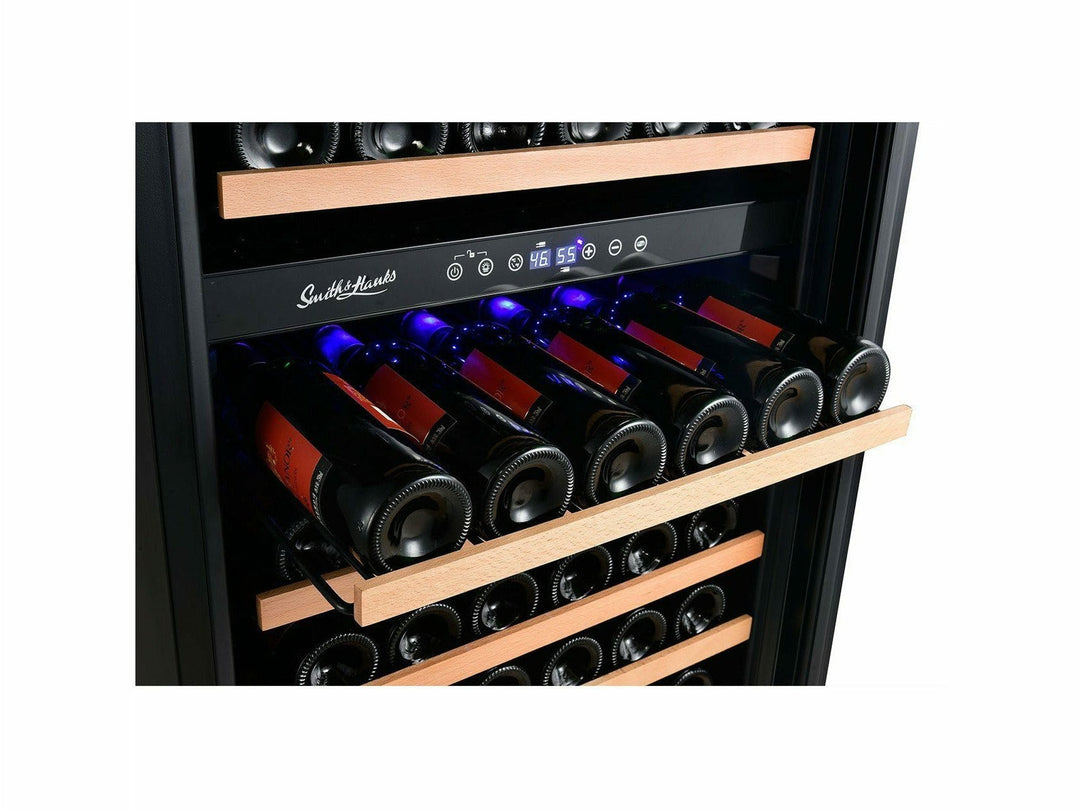 Smith & Hanks 166 Bottle Dual Zone Wine Cooler, Smoked Black Glass Door - RW428DRG