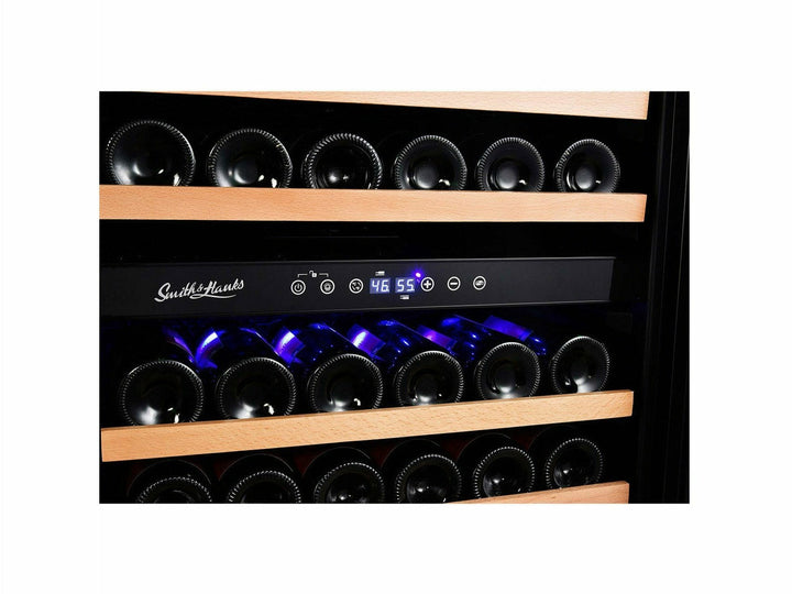 Smith & Hanks 166 Bottle Dual Zone Wine Cooler, Smoked Black Glass Door - RW428DRG