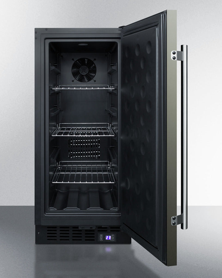 Summit 15" Frost-Free Built-In All-Freezer with Black Stainless Steel Door - SCFF1533BKS