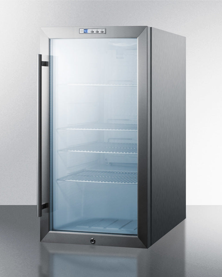 Summit 19" Wide Built-In Glass Door Beverage Center with Stainless Steel Cabinet - SCR486LBICSS