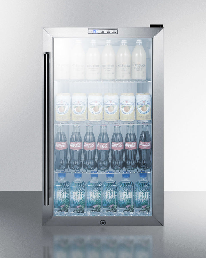 Summit 19" Wide Built-In Glass Door Beverage Center with Stainless Steel Cabinet - SCR486LBICSS