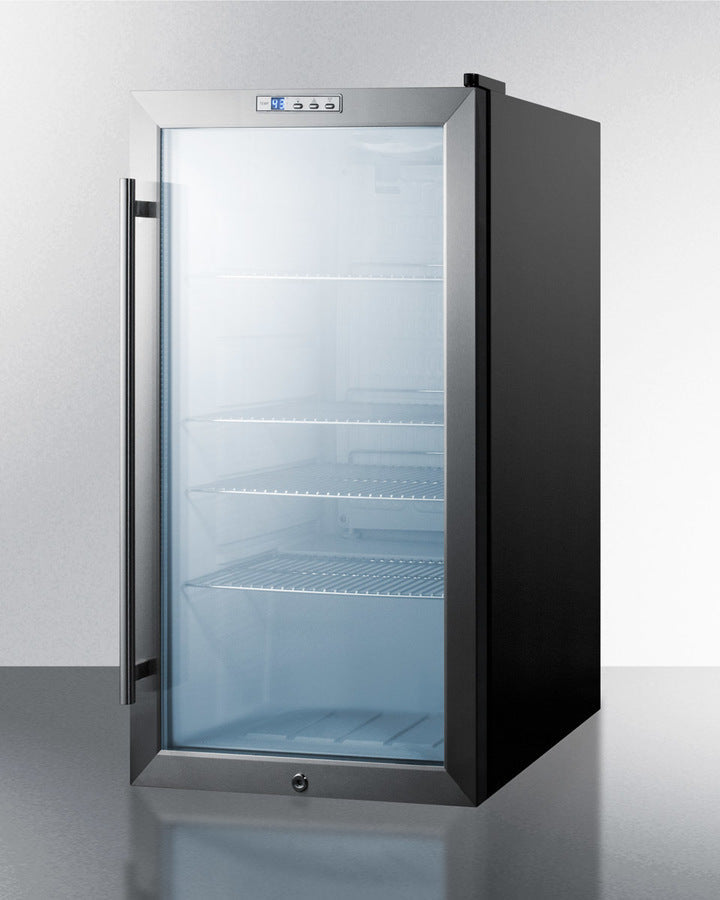 Summit 19" Wide Glass Door Beverage Center with Black Cabinet - SCR486L