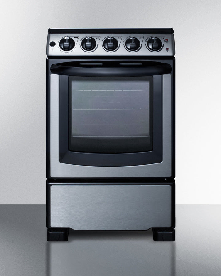 Summit 20" Wide Electric Smooth-Top Range in Stainless Steel - REX2071SSRT