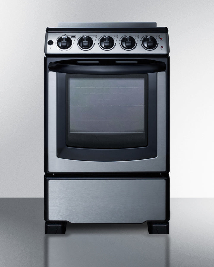 Summit 20" Wide Electric Smooth-Top Range in Stainless Steel - REX2071SSRT