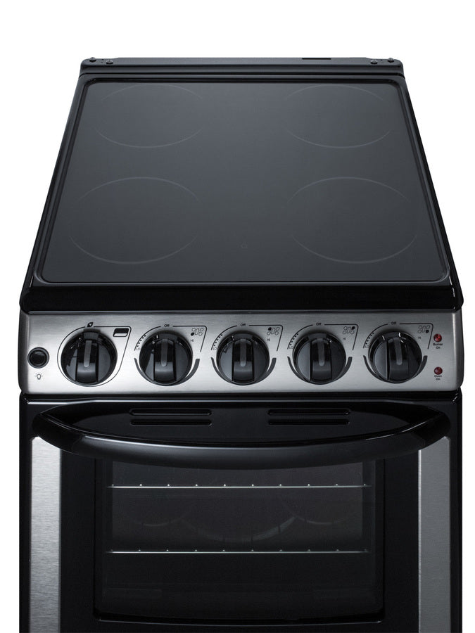 Summit 20" Wide Electric Smooth-Top Range in Stainless Steel - REX2071SSRT