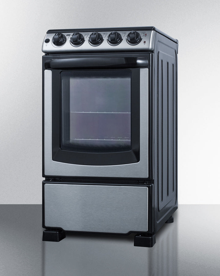Summit 20" Wide Electric Smooth-Top Range in Stainless Steel - REX2071SSRT