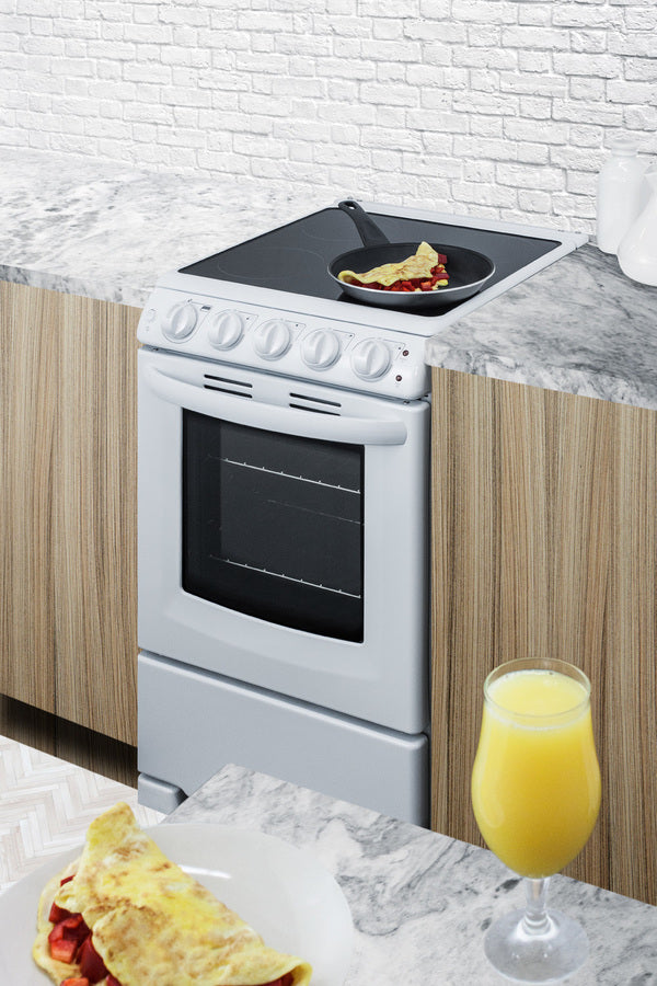 Summit 20" Wide Electric Smooth-Top Range in White - REX2051WRT