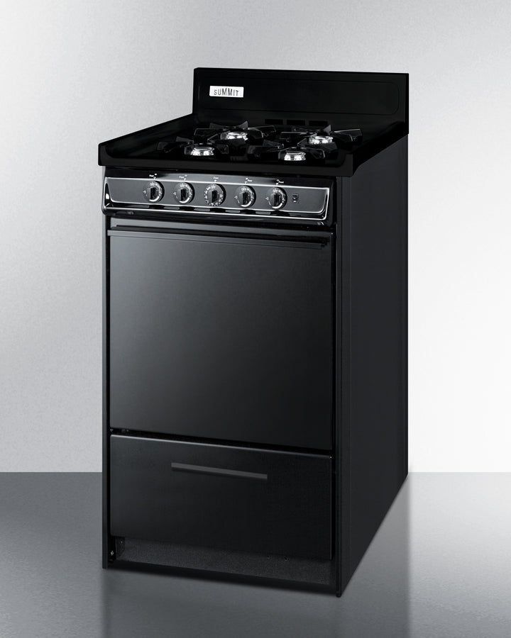 Summit 20" Wide Gas Range Open Burners - TNM1107C