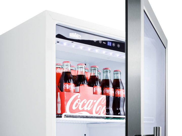 Summit 22" Wide Glass Door Beverage Center with White Cabinet - SCR1006