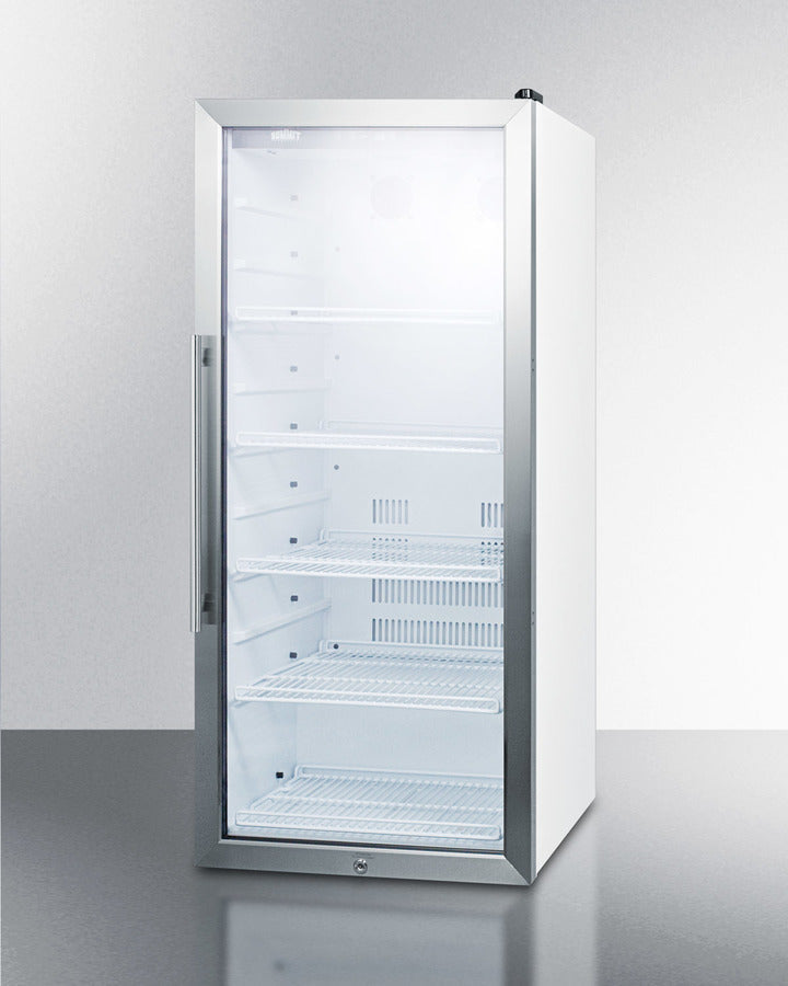 Summit 22" Wide Glass Door Beverage Center with White Cabinet - SCR1006