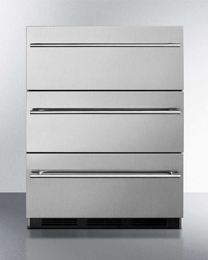 Summit 24" Wide 3-Drawer All-Refrigerator with Thin Handle ADA Compliant - SP6DBSSTB7THINADA