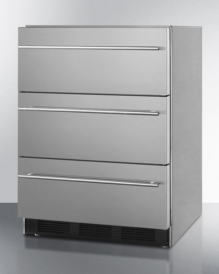 Summit 24" Wide 3-Drawer All-Refrigerator with Thin Handle ADA Compliant - SP6DBSSTB7THINADA