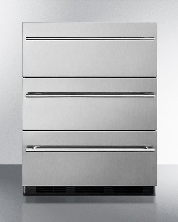 Summit 24" Wide 3-Drawer All-Refrigerator with Thin Handle - SP6DBSSTB7Thin