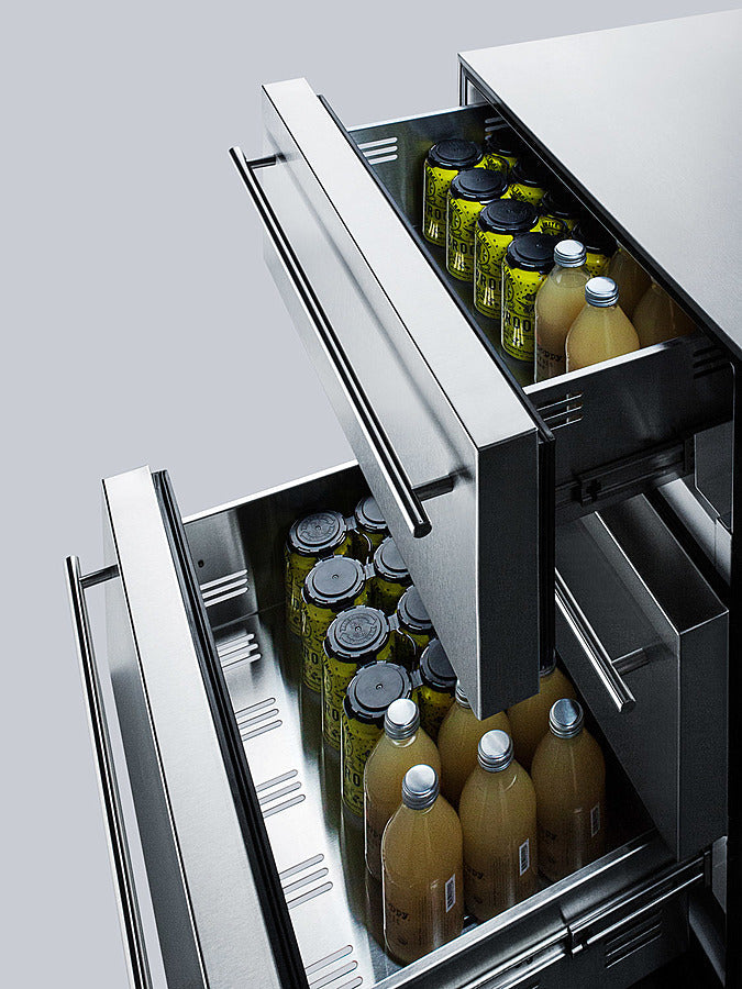 Summit 24" Wide 3-Drawer All-Refrigerator with Thin Handle - SP6DBSSTB7Thin